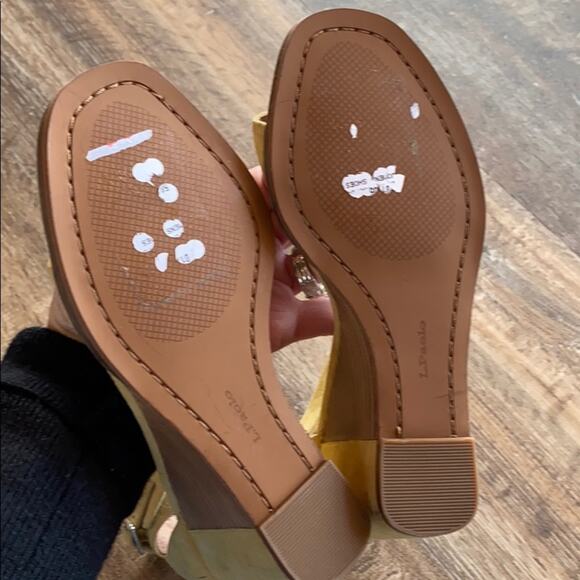 Linea Paolo Elodie Yellow Suede Wedge Sandals Size 6 - Picture 10 of 14